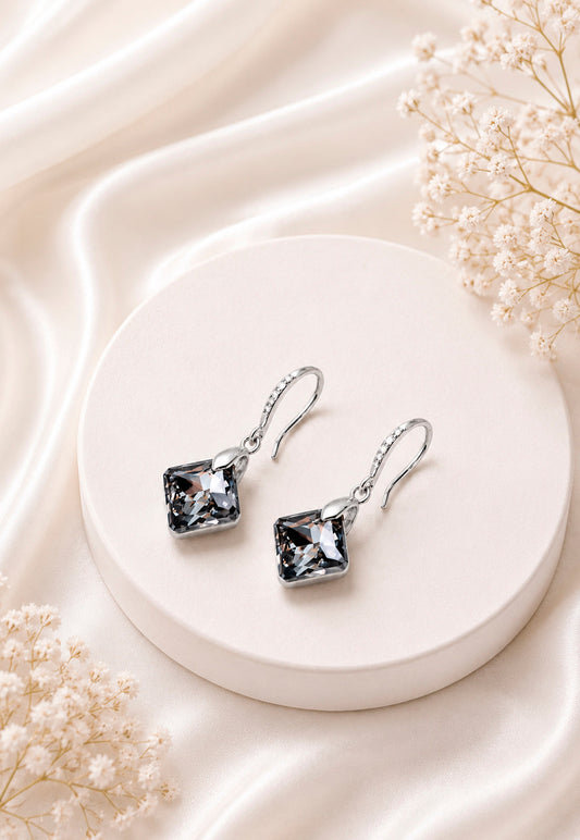 Aros Cristina Plata 925 Cristal Swarovski® Silver Night