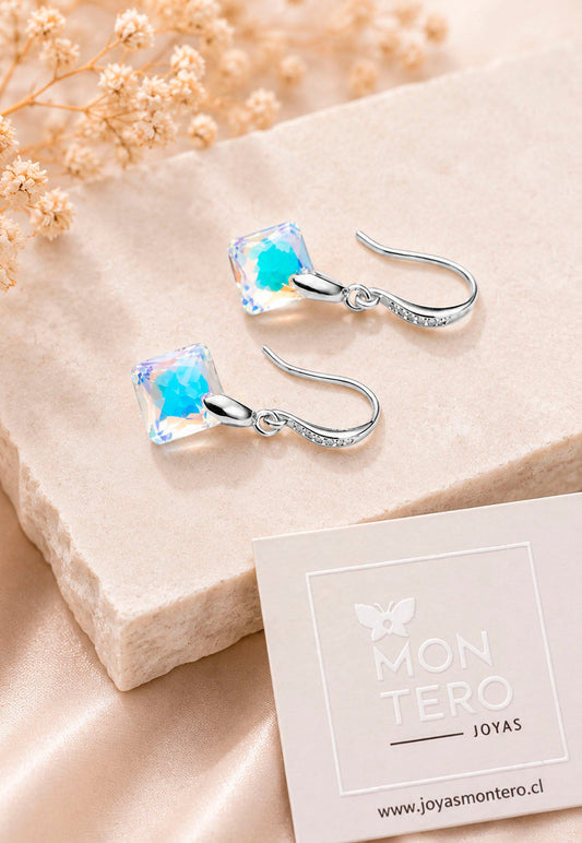 Aros Cristina Plata 925 Cristal Swarovski® Aurora Boreal