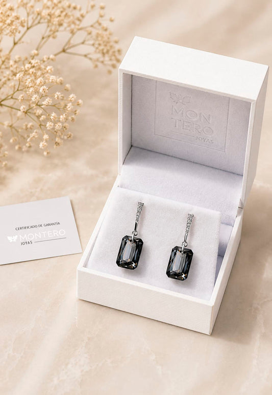 Aros Estefania Plata 925 Cristal Swarovski® Silver Night