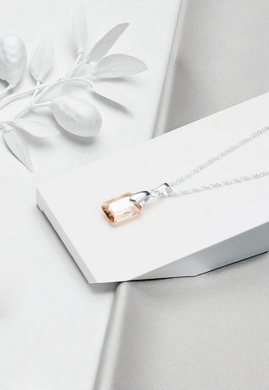 Collar Estefania Plata 925 Cristal Genuino Golden Shadow