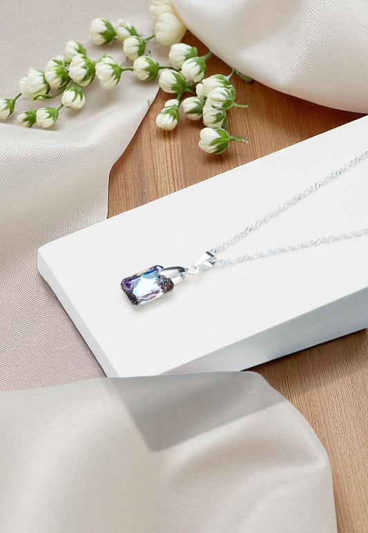 Collar Estefanía Plata 925 Cristal Genuino Vitral Light