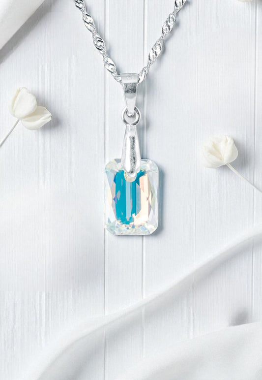 Collar Estefania Plata 925 Cristal Genuino Aurora Boreal