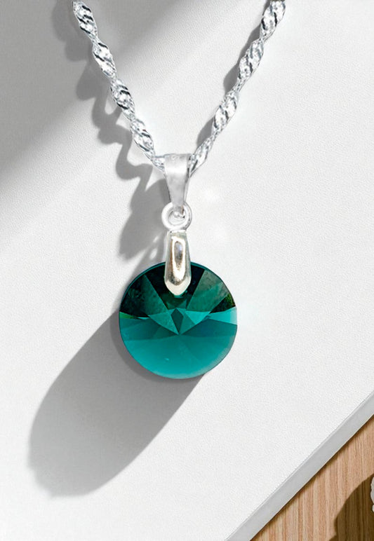Collar Paris Plata 925 Cristal Genuino Emerald