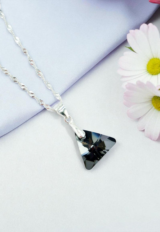 Collar Trinidad Plata 925 Cristal Genuino Silver Night