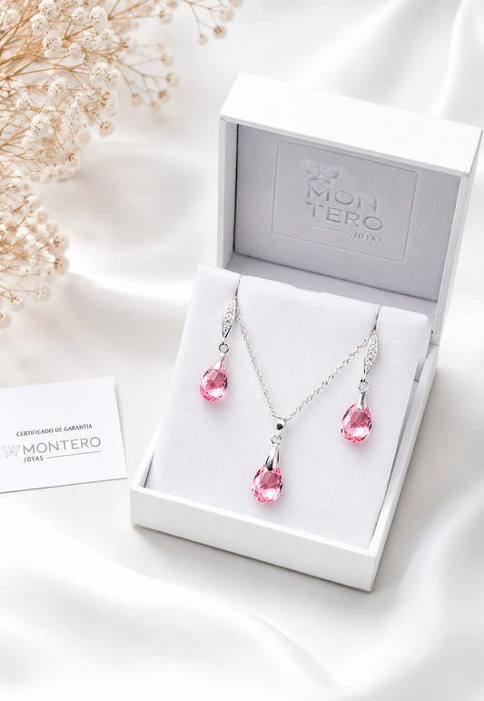 Conjunto Milan Plata 925 Cristal Swarovski® Light Rose