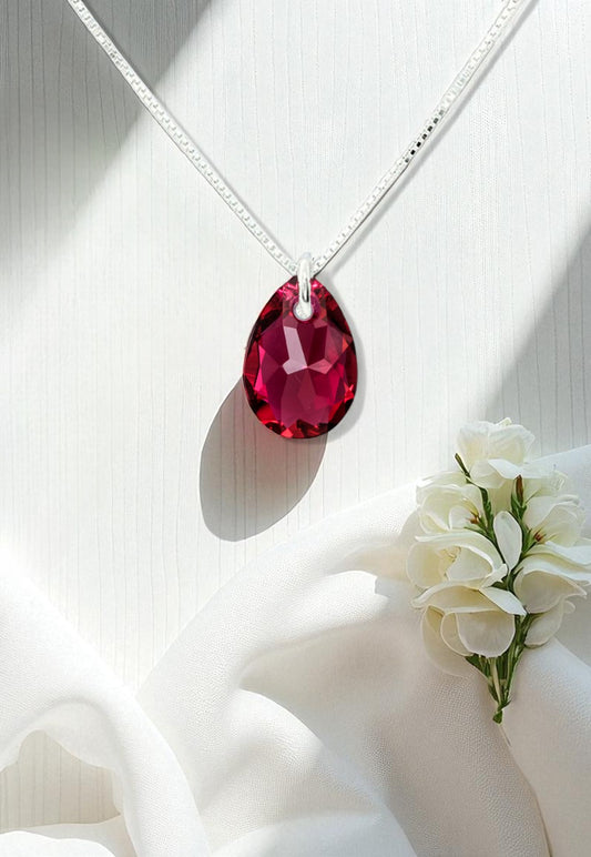 Collar Gota de Luz Plata 925 Cristal Genuino Scarleth