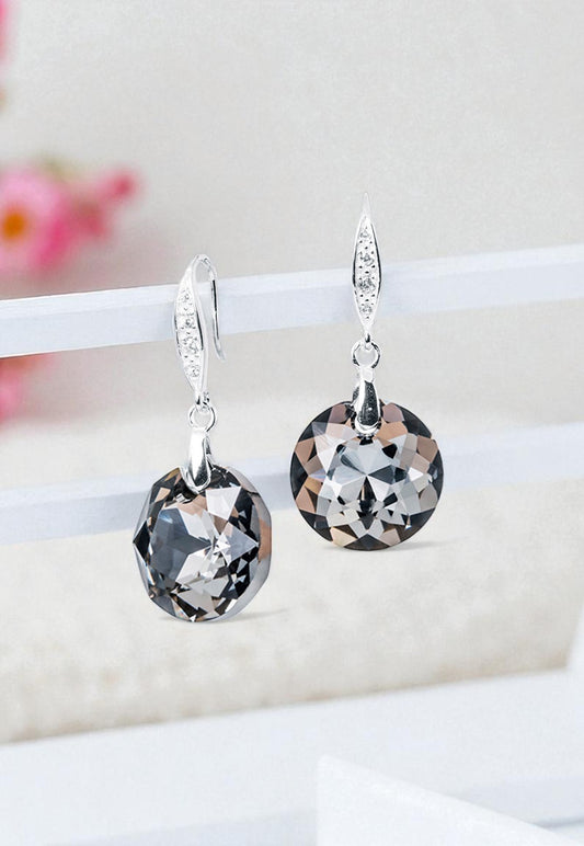 Aros Gran Gracia Plata 925 Cristal Genuino Silver Night