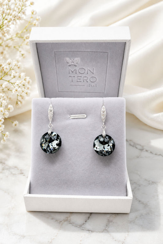 Aros Gran Gracia Plata 925 Cristal Swarovski® Silver Night