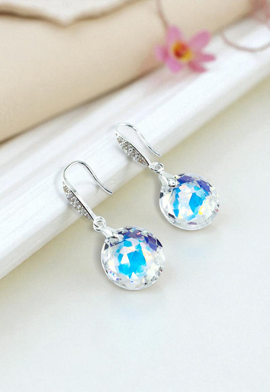 Aros Gran Gracia Plata 925 Cristal Genuino Aurora Boreal