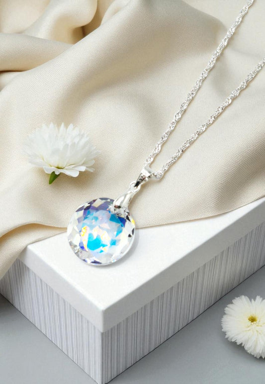 Collar Gran Gracia Plata 925 y Cristales Genuinos Aurora Boreal