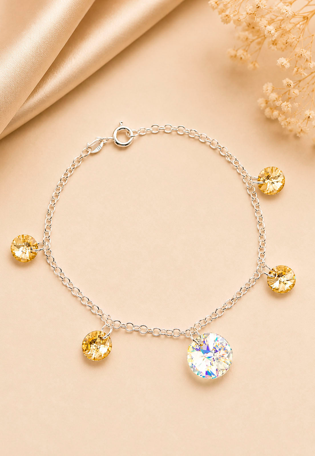 Pulsera Nepal Plata 925 Cristal Swarovski® Golden Shadow
