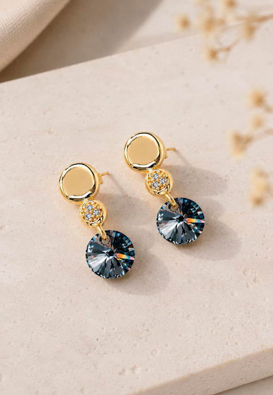 Aros Punto de Luz Gold 24K Cristal Swarovski® Silver Night