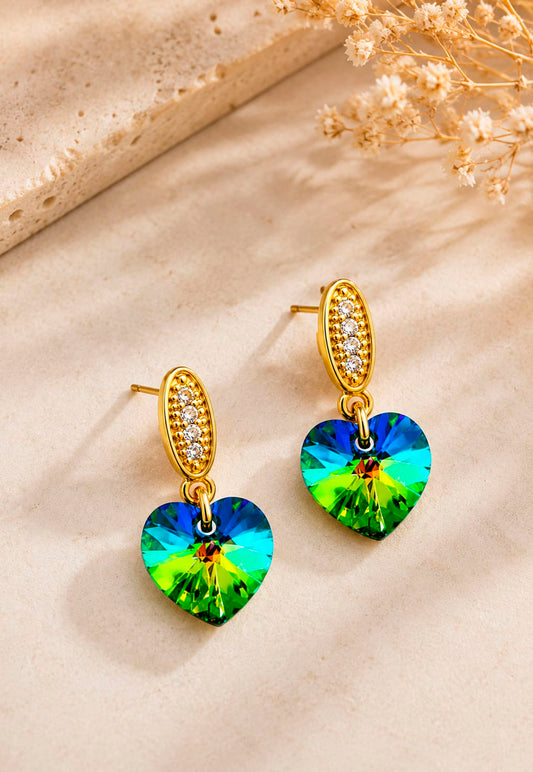 Aros Romance Gold 24K Cristal Swarovski® Vitral Medium
