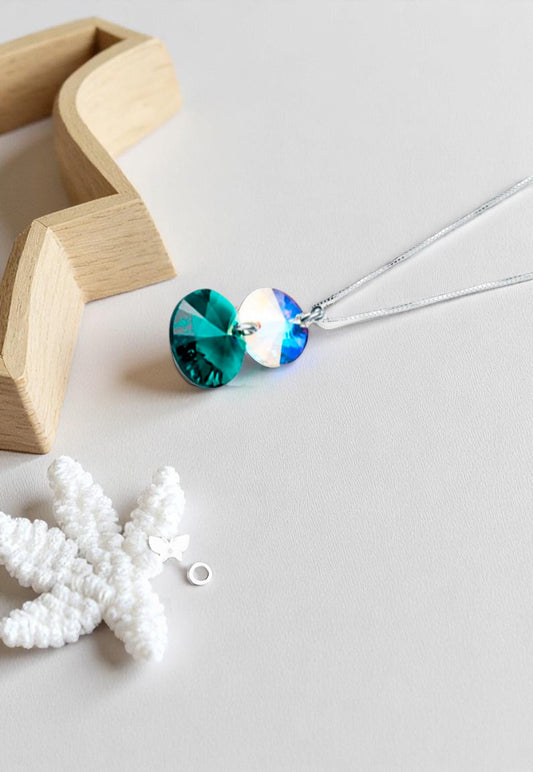 Collar Lourdes Plata 925 Cristal Genuino Emerald