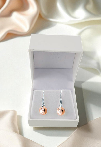 Aros Punto De Luz Circón Plata 925 Cristal Genuino Golden Shadow