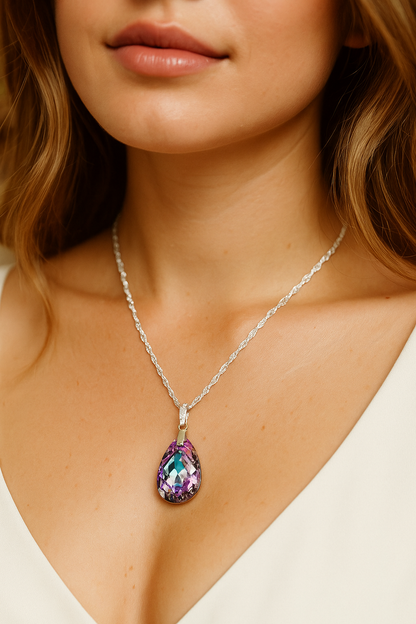 Collar Capricho Plata 925 Cristal Genuino Vitral Light