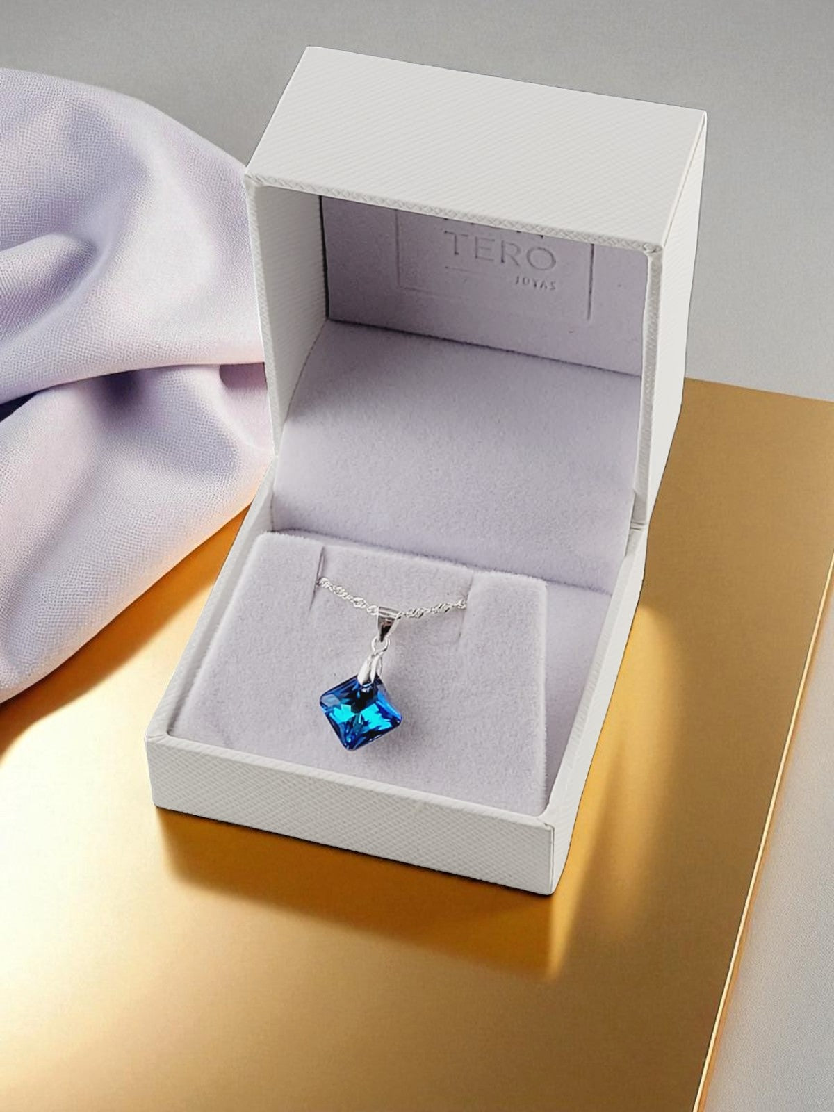 Collar Cristina Plata 925 Cristal Genuino Bermuda Blue