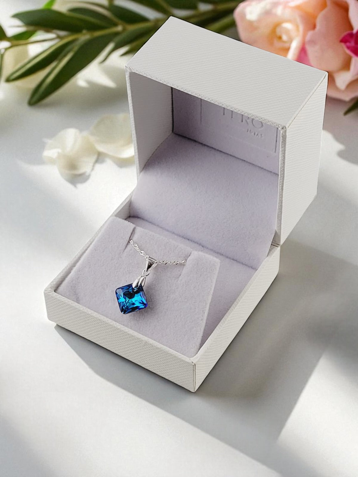 Collar Cristina Plata 925 Cristal Genuino Bermuda Blue