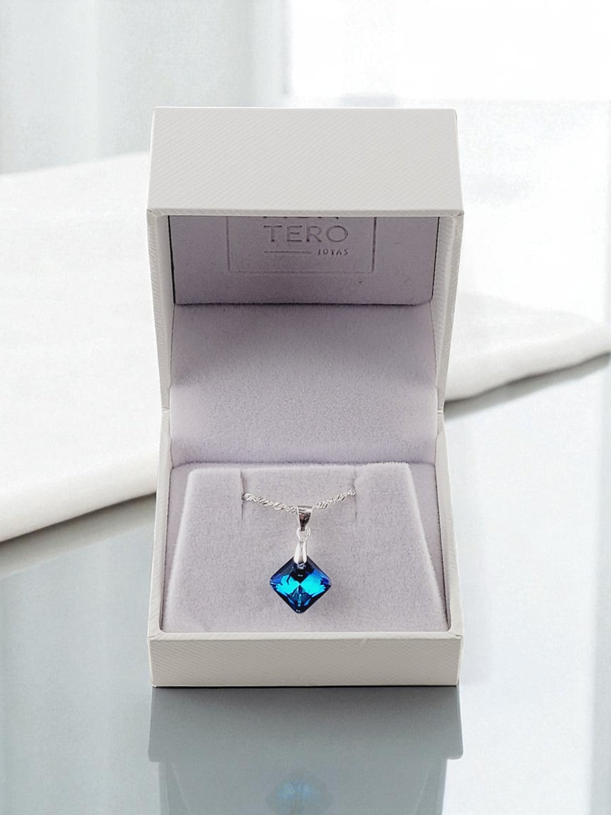 Collar Cristina Plata 925 Cristal Genuino Bermuda Blue