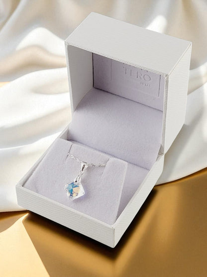 Collar Cristina Plata 925 Cristal Genuino Aurora  Boreal