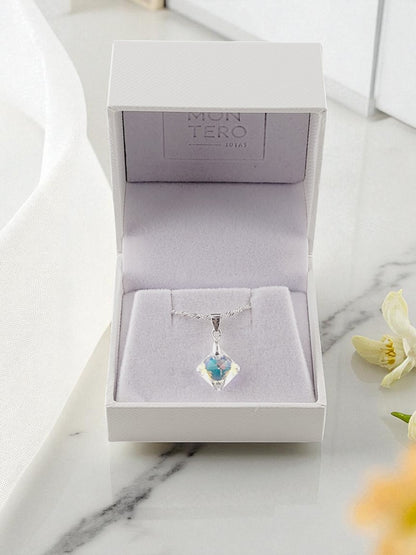 Collar Cristina Plata 925 Cristal Genuino Aurora  Boreal