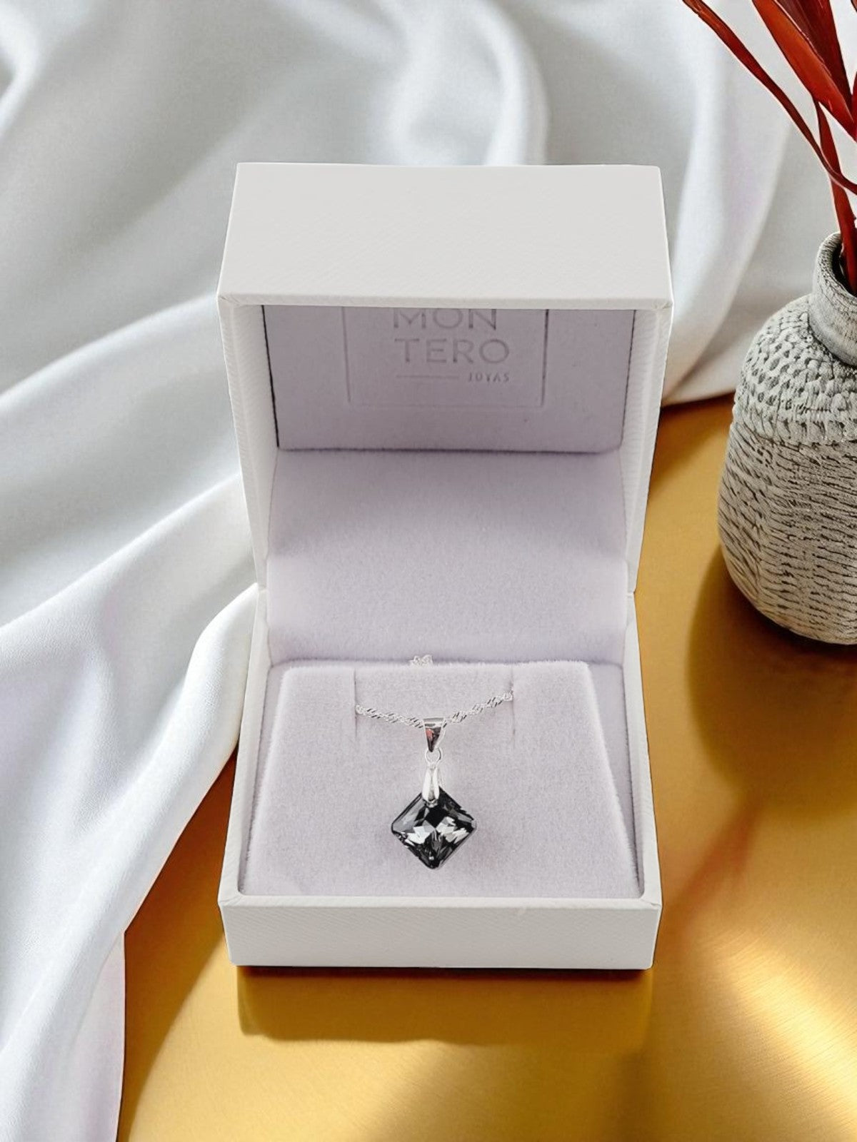 Collar Cristina Plata 925 Cristal Genuino Silver Night