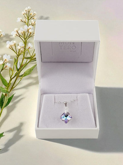 Collar Cristina Plata 925 Cristal Genuino Vitral Light