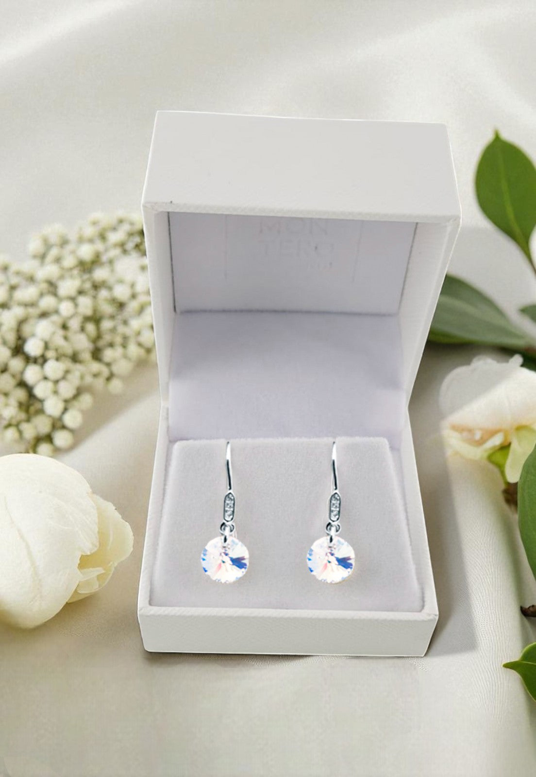 Aros Punto De Luz Circón Plata 925 Cristal Genuino Aurora Boreal