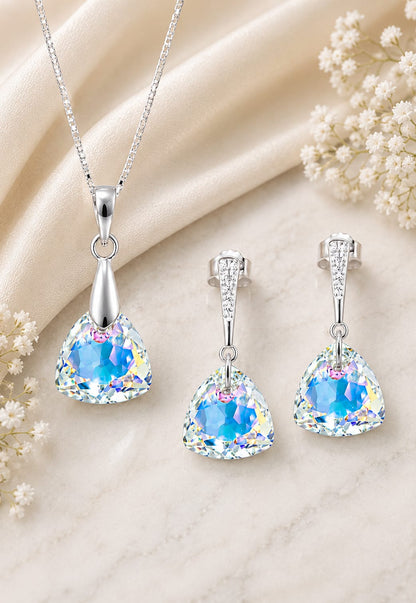 Conjunto Camila Plata 925 Cristal Swarovski® Aurora Boreal