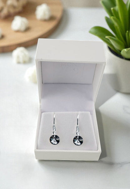 Aros Punto De Luz Circón Plata 925 Cristal Genuino Silver Night