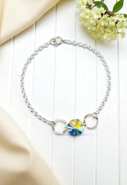 Pulsera Rafaela Boreal Plata Italiana Cristal Genuino