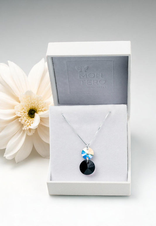 Collar Lourdes Plata 925 Cristal Genuino Black Jet