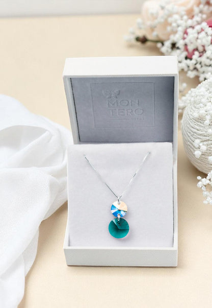 Collar Lourdes Plata 925 Cristal Genuino Emerald