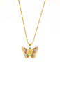 Collar Mariposa con Microcircones Colores Baño Oro 24K