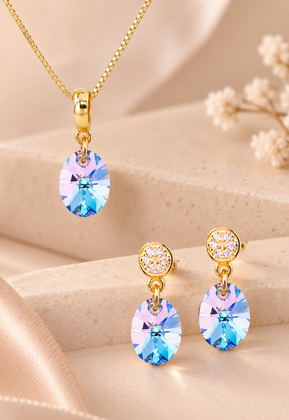 Conjunto Praga Gold 24K Cristal Swarovski® Vitral Light