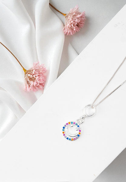 Collar Smile Colores Baño Oro Blanco Microcircones