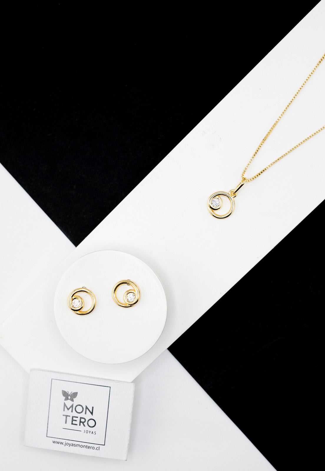 Conjunto Sofia Gold Baño de Oro Con Circon Blanco