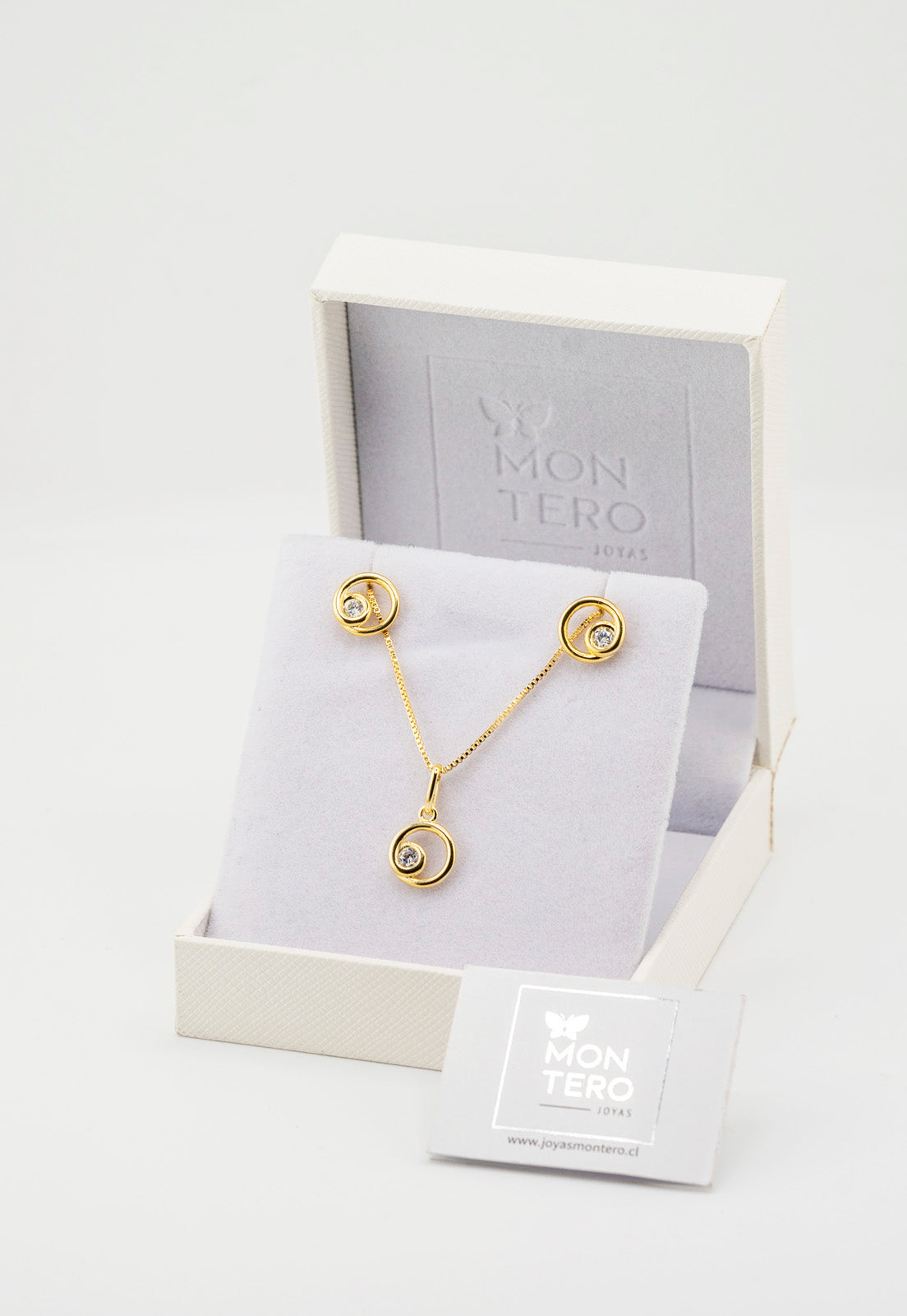 Conjunto Sofia Gold Baño de Oro Con Circon Blanco