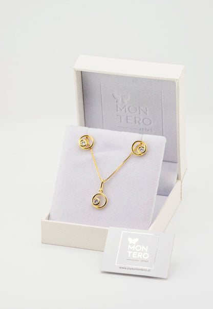 Conjunto Sofia Gold Baño de Oro Con Circon Blanco