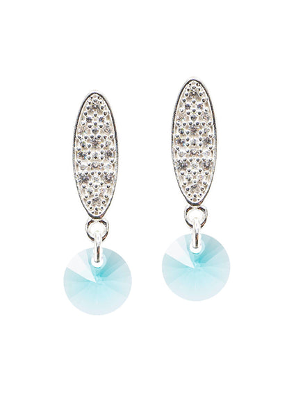 Aros Punto de Luz Baño Oro Blanco Cristal Swarovski® Turquesa