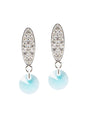 Aros Punto de Luz Baño Oro Blanco Cristal Swarovski® Turquesa