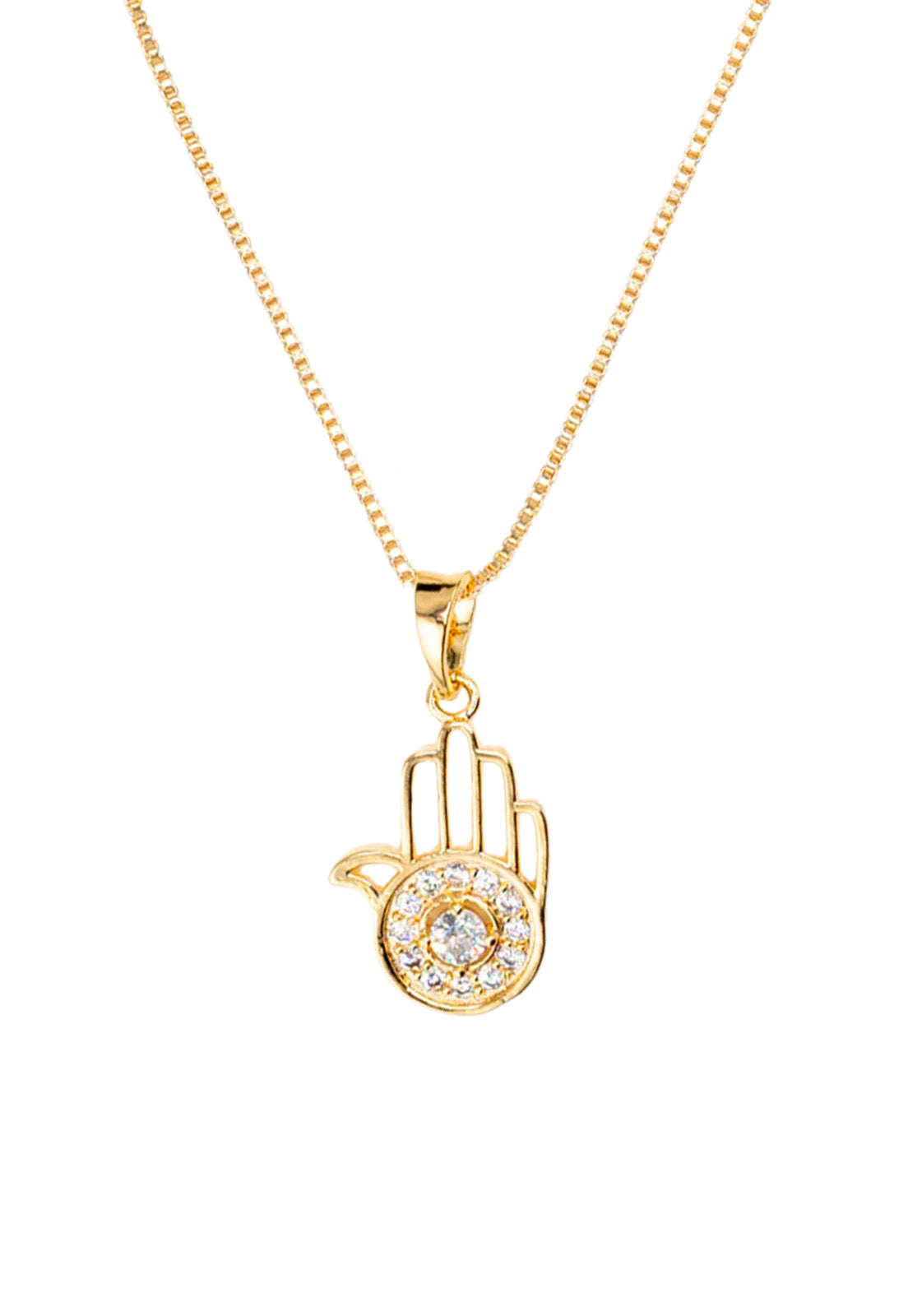 Collar Fatima con Microcircones Baño de oro 24k