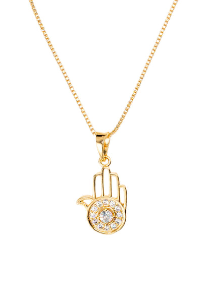 Collar Fatima con Microcircones Baño de oro 24k