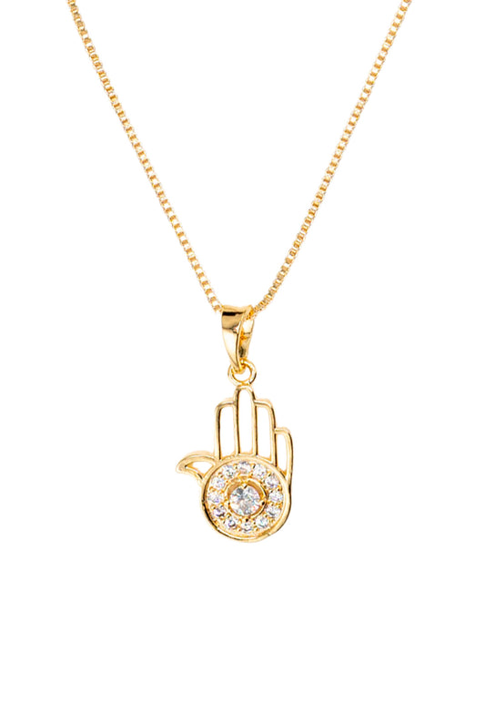 Collar Fatima con Microcircones Baño de oro 24k