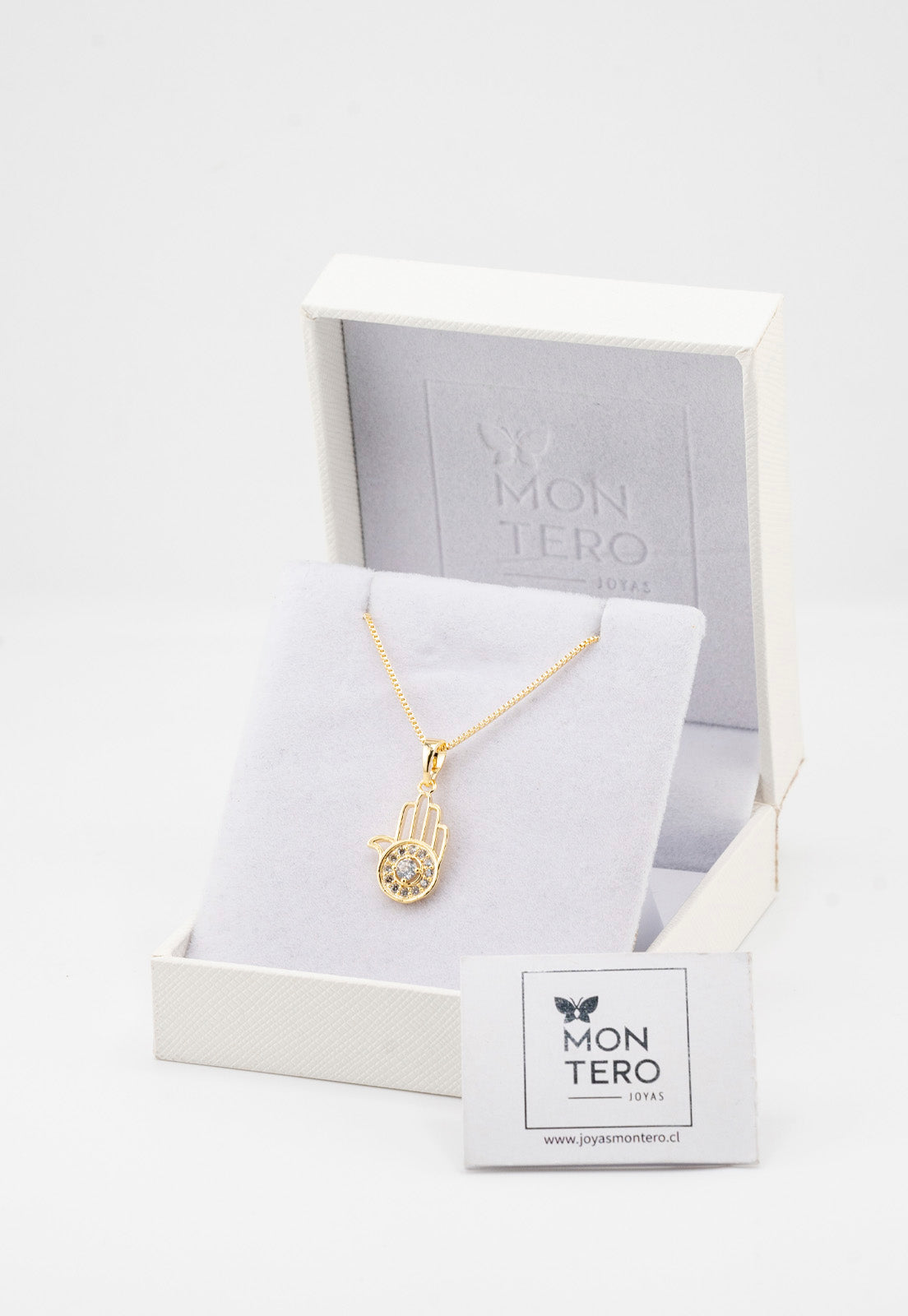 Collar Fatima con Microcircones Baño de oro 24k