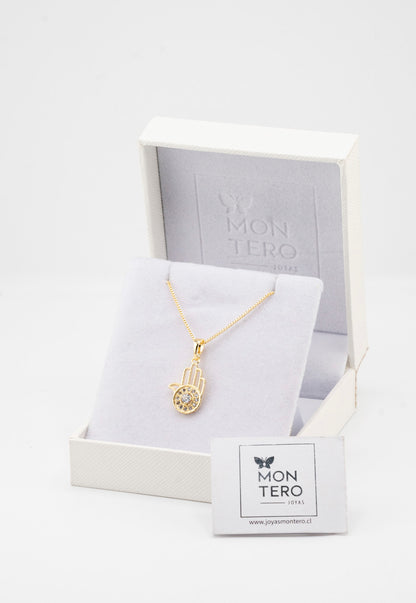 Collar Fatima con Microcircones Baño de oro 24k