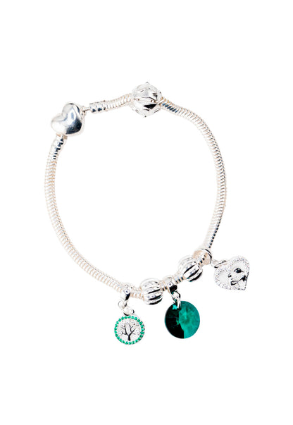 Pulsera Colomba Con Baño de Oro Blanco y Cristales Genuinos Emerald
