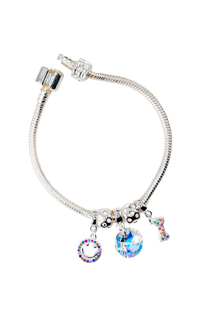 Pulsera Colomba Con Baño de Oro Blanco y Cristales Genuinos Aurora Boreal