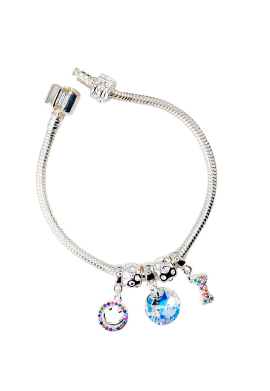 Pulsera Colomba Con Baño de Oro Blanco y Cristales Genuinos Aurora Boreal