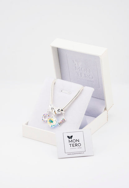 Pulsera Colomba Con Baño de Oro Blanco y Cristales Genuinos Aurora Boreal